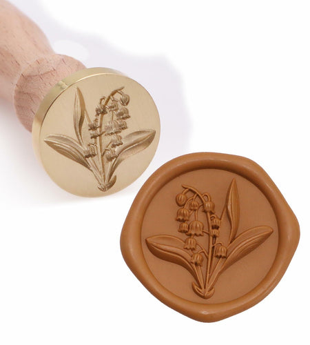 Tulip 3D Embossed Brass Wax Seal Round Wood Handle Vintage Flower Design