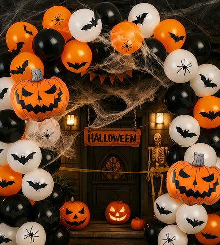 Arrowbash Halloween Balloon Garland Arch Kit Orange Black White 5-18 Inch