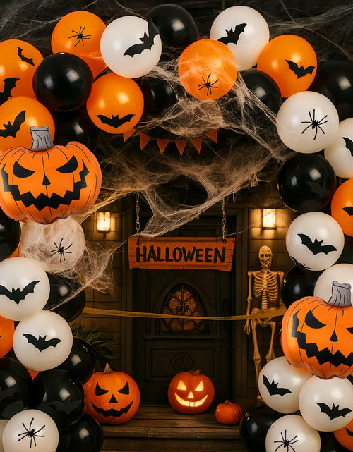 Load image into Gallery viewer, Arrowbash Halloween Balloon Garland Arch Kit Orange Black White 5-18 Inch
