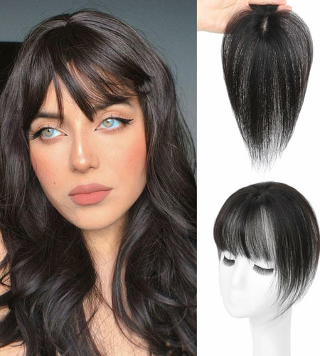 BUPPLER 360° 3D Hair Topper with Bangs for Thinning Hair 4x6 Brown Black-1B