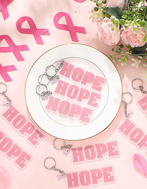 Load image into Gallery viewer, Nosiny 24 Pcs Pink Breast Cancer Awareness Acrylic Keychains 4.13x1.42in

