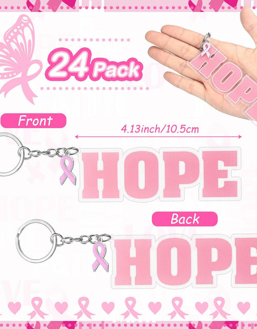 Load image into Gallery viewer, Nosiny 24 Pcs Pink Breast Cancer Awareness Acrylic Keychains 4.13x1.42in
