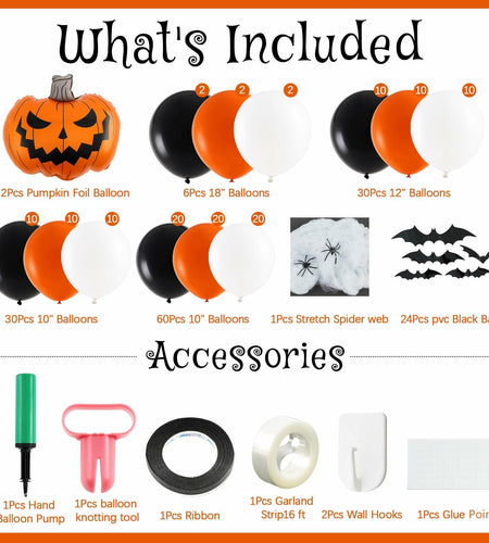 Arrowbash Halloween Balloon Garland Arch Kit Orange Black White 5-18 Inch