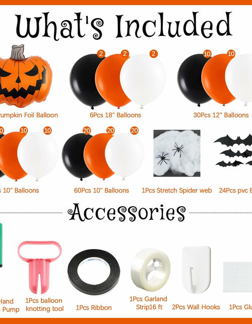 Load image into Gallery viewer, Arrowbash Halloween Balloon Garland Arch Kit Orange Black White 5-18 Inch
