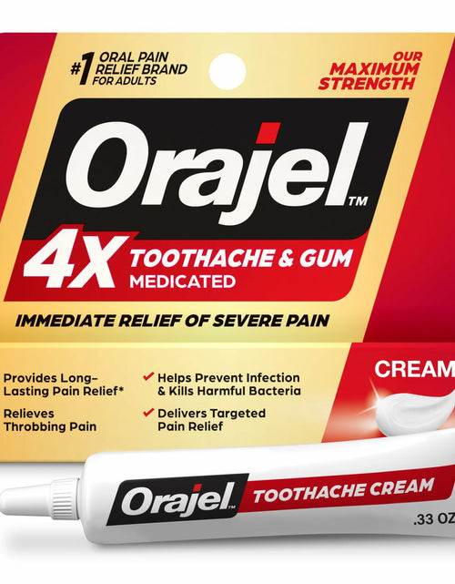 Load image into Gallery viewer, Orajel 4X Severe Toothache &amp; Gum Pain Cream Tube 0.33oz
