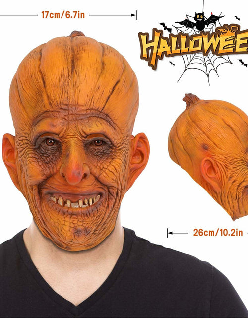 Load image into Gallery viewer, stepsin Scary Pumpkin Mask Full Head Latex Halloween Cosplay Monster
