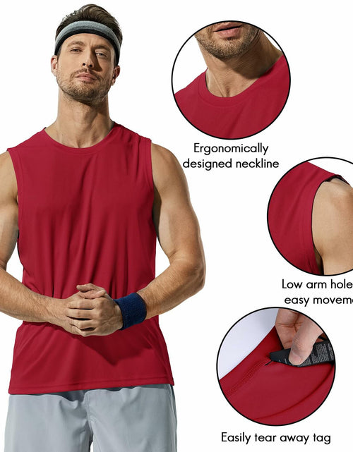 Load image into Gallery viewer, Haimont Men's UPF 50 Rash Guard Swim Tank Top Workout Muscle Tee Red Size M
