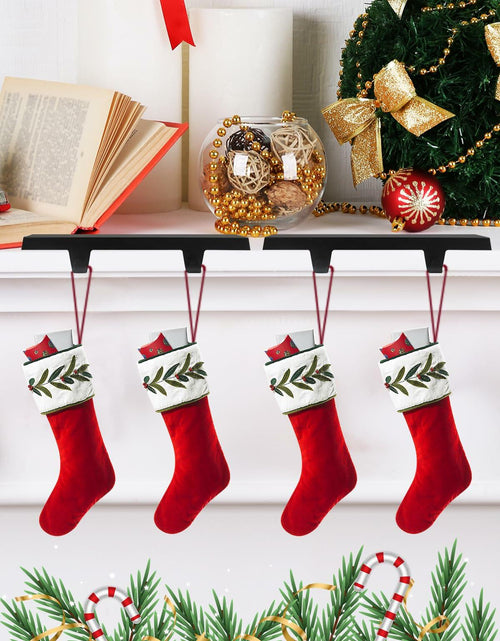 Load image into Gallery viewer, EBANKU Christmas Stocking Holders Set of 2 Gold Stainless Steel Mantle Hangers
