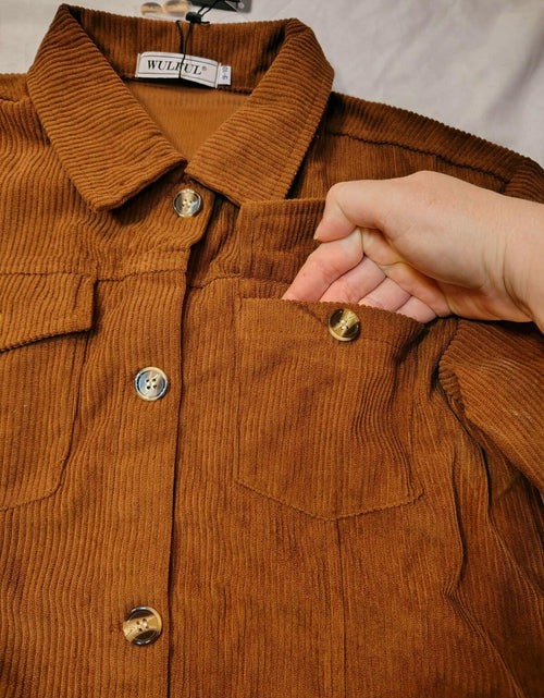 Load image into Gallery viewer, WULFUL Girl's Corduroy Button Down Jacket Brown Fall Outerwear Size 5-6Y
