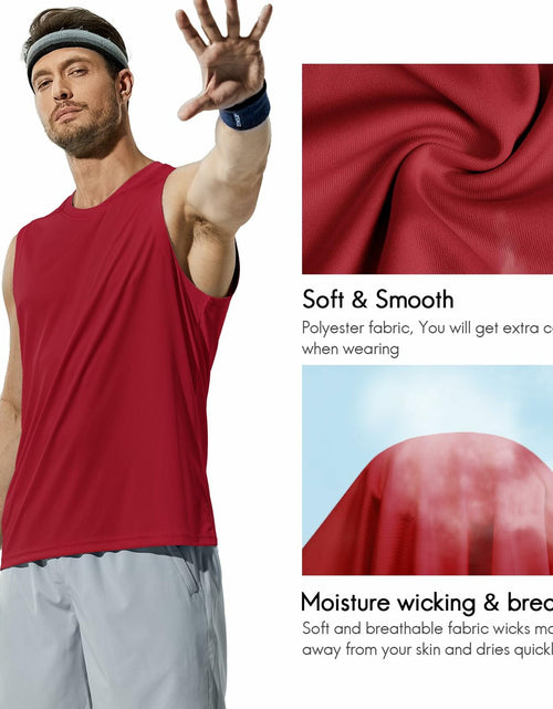 Load image into Gallery viewer, Haimont Men's UPF 50 Rash Guard Swim Tank Top Workout Muscle Tee Red Size M
