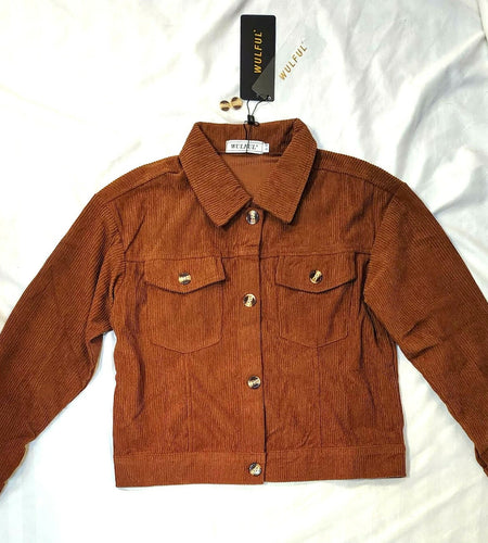 WULFUL Girl's Corduroy Button Down Jacket Brown Fall Outerwear Size 5-6Y