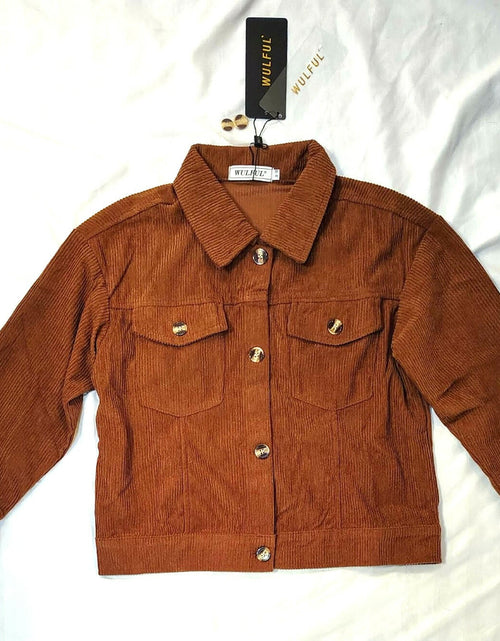 Load image into Gallery viewer, WULFUL Girl's Corduroy Button Down Jacket Brown Fall Outerwear Size 5-6Y
