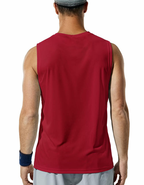 Load image into Gallery viewer, Haimont Men's UPF 50 Rash Guard Swim Tank Top Workout Muscle Tee Red Size M
