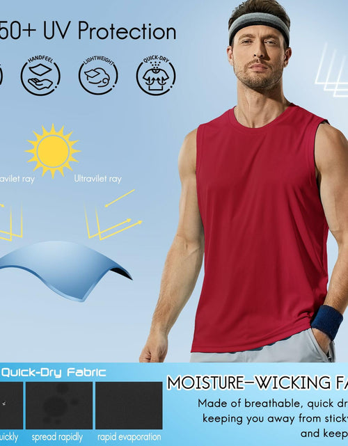 Load image into Gallery viewer, Haimont Men's UPF 50 Rash Guard Swim Tank Top Workout Muscle Tee Red Size M
