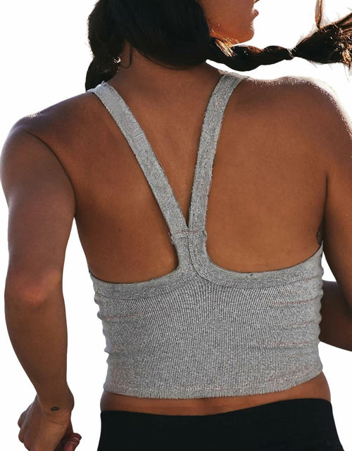 Load image into Gallery viewer, AKMESXAY Womens Ribbed Crop Tank Top Racerback Black Size L
