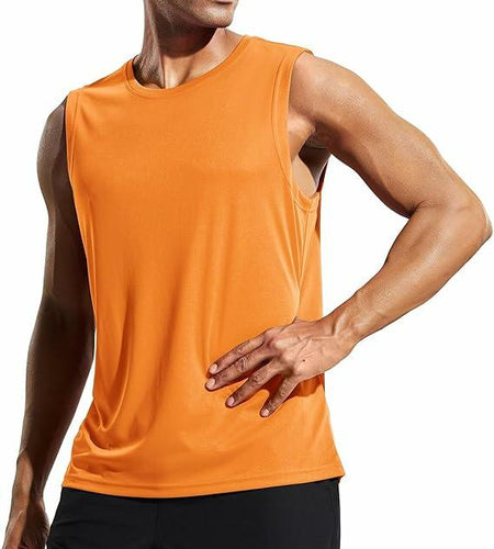 Haimont Sleeveless Workout Shirt UPF 50+ Quick Dry Orange Size XXL