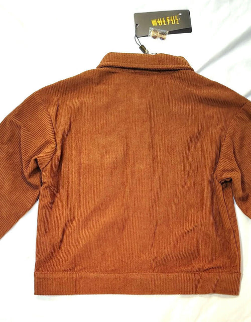 Load image into Gallery viewer, WULFUL Girl's Corduroy Button Down Jacket Brown Fall Outerwear Size 5-6Y
