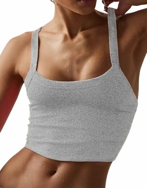 Load image into Gallery viewer, AKMESXAY Womens Ribbed Crop Tank Top Racerback Black Size L

