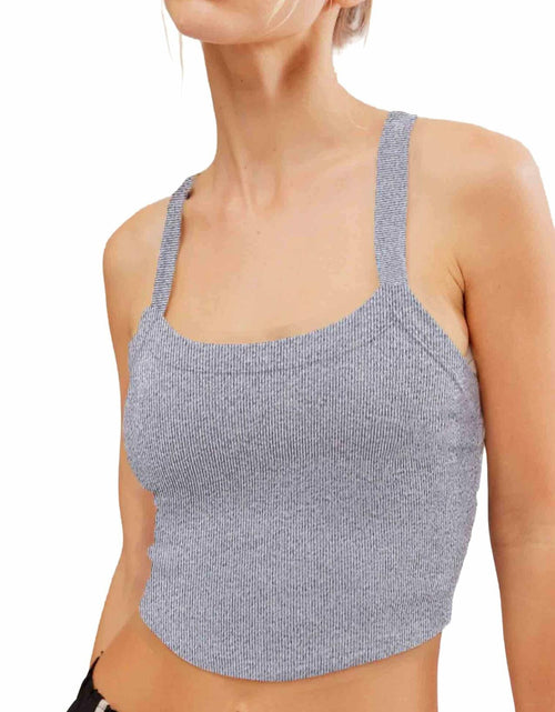 Load image into Gallery viewer, AKMESXAY Womens Ribbed Crop Tank Top Racerback Black Size L
