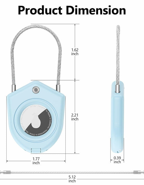 Load image into Gallery viewer, TUXON Airtag Holder Keychain with Wire Cable Blue 2 Pack Secure Lock Case
