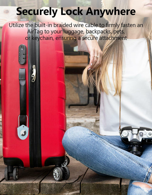 Load image into Gallery viewer, TUXON Airtag Holder Keychain with Wire Cable Blue 2 Pack Secure Lock Case
