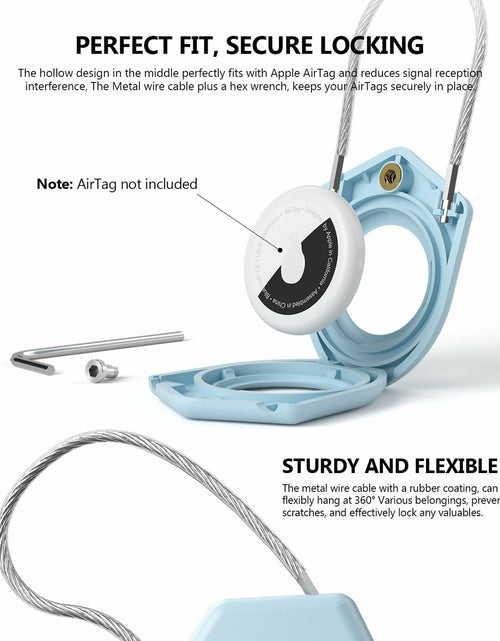Load image into Gallery viewer, TUXON Airtag Holder Keychain with Wire Cable Blue 2 Pack Secure Lock Case
