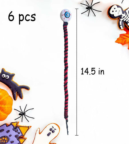 IRCOR Eyeball Twist Sticks Halloween Decorations Red+Black 6 Pack