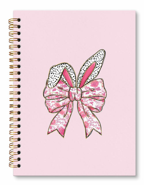 Load image into Gallery viewer, JRTW Coquette Chinoiserie Floral Bow Bunny Notebook Pink 5.5x8.3 Inch
