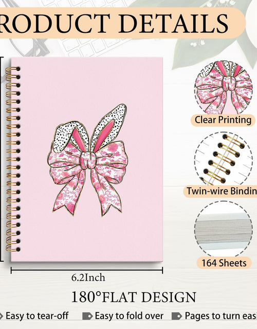 Load image into Gallery viewer, JRTW Coquette Chinoiserie Floral Bow Bunny Notebook Pink 5.5x8.3 Inch
