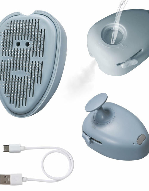 Load image into Gallery viewer, NAHANGPET 4-in-1 Rechargeable Cat Steam Brush Shedding Comb Blue
