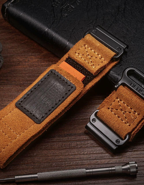 Load image into Gallery viewer, hemsut h Hoop and Loop Wide Watch Band Compatible Garmin Venu Brown/2 Size 45mm

