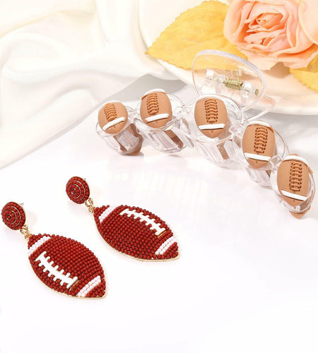 ANGLESJELL Football Baseball Hair Claw Clips Beaded Clear Nonslip Large D