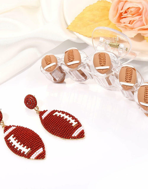 Load image into Gallery viewer, ANGLESJELL Football Baseball Hair Claw Clips Beaded Clear Nonslip Large D
