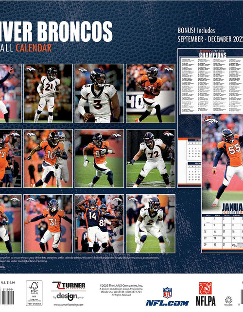Load image into Gallery viewer, Denver Broncos 2023 Team Wall Calendar 12x12 NFL Football
