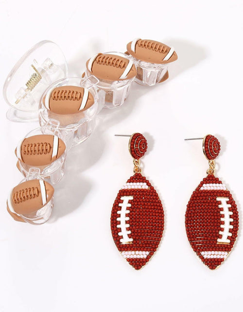 Load image into Gallery viewer, ANGLESJELL Football Baseball Hair Claw Clips Beaded Clear Nonslip Large D
