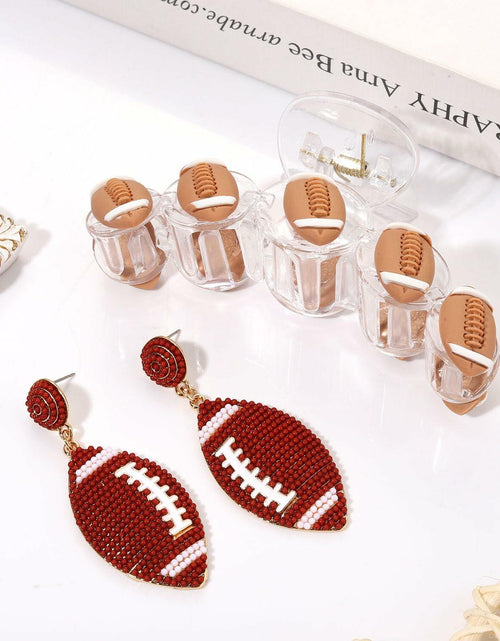 Load image into Gallery viewer, ANGLESJELL Football Baseball Hair Claw Clips Beaded Clear Nonslip Large D

