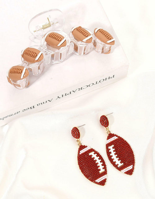 Load image into Gallery viewer, ANGLESJELL Football Baseball Hair Claw Clips Beaded Clear Nonslip Large D
