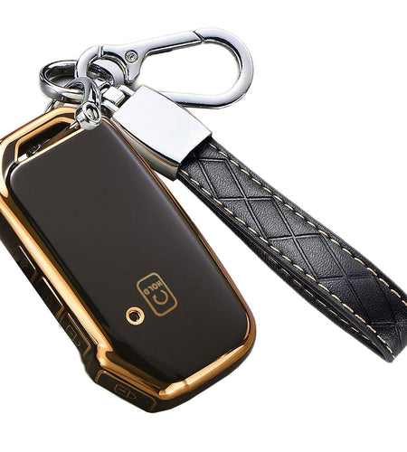 Bububulk Kia Key Fob Cover Soft TPU Leather Keychain for Ceed Cerato Black
