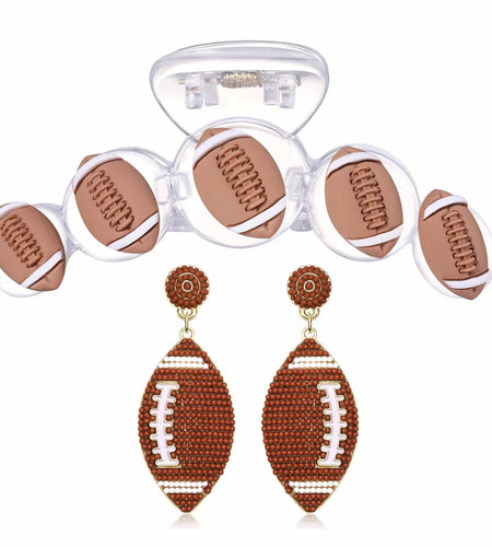 ANGLESJELL Football Baseball Hair Claw Clips Beaded Clear Nonslip Large D