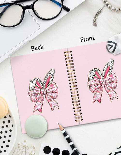 Load image into Gallery viewer, JRTW Coquette Chinoiserie Floral Bow Bunny Notebook Pink 5.5x8.3 Inch
