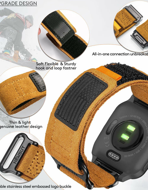 Load image into Gallery viewer, hemsut h Hoop and Loop Wide Watch Band Compatible Garmin Venu Brown/2 Size 45mm
