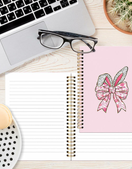 Load image into Gallery viewer, JRTW Coquette Chinoiserie Floral Bow Bunny Notebook Pink 5.5x8.3 Inch
