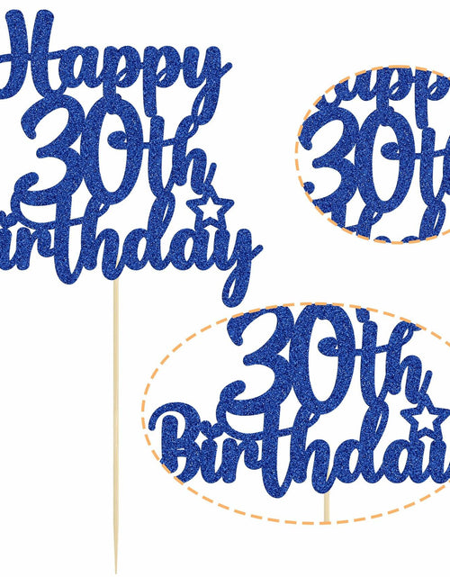 Load image into Gallery viewer, Gyufise Happy 30th Birthday Cake Topper Glitter Blue 1Pc
