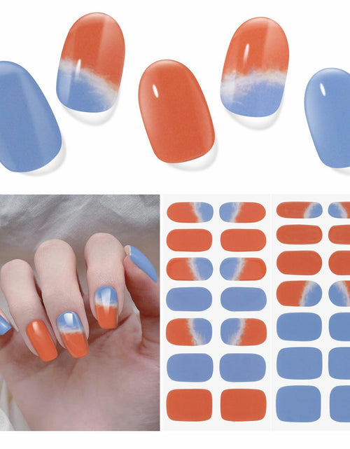 Load image into Gallery viewer, DUKASOU Semi Cured Gel Nail Strips 28 pcs Sunset Glow UV Nail Stickers
