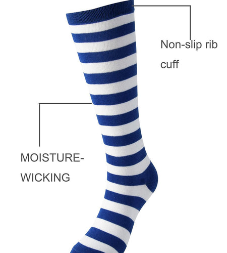 Cerebro Kids Knee High Athletic Cotton Socks Striped 3 Pairs Blue 6-10Y
