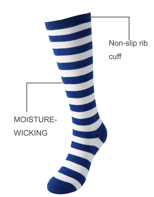 Load image into Gallery viewer, Cerebro Kids Knee High Athletic Cotton Socks Striped 3 Pairs Blue 6-10Y
