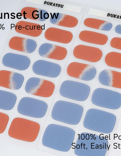 Load image into Gallery viewer, DUKASOU Semi Cured Gel Nail Strips 28 pcs Sunset Glow UV Nail Stickers
