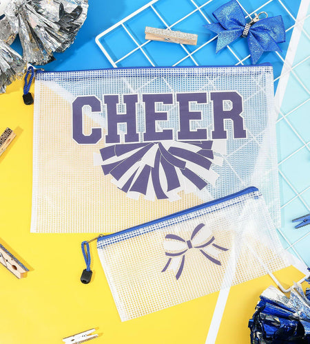 SOIDRAM 2 Pcs Cheer Makeup Bag Zipper Pouch Blue/Silver Plastic