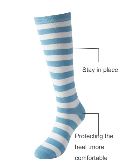 Load image into Gallery viewer, Cerebro Kids Knee High Athletic Cotton Socks Striped 3 Pairs Blue 6-10Y
