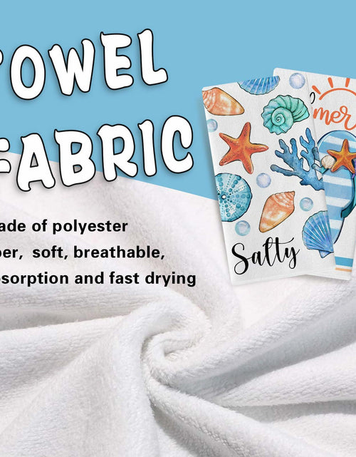 Load image into Gallery viewer, Croar Kitchen Dish Towels Set 2 Coastal Starfish Coral 18x26 in
